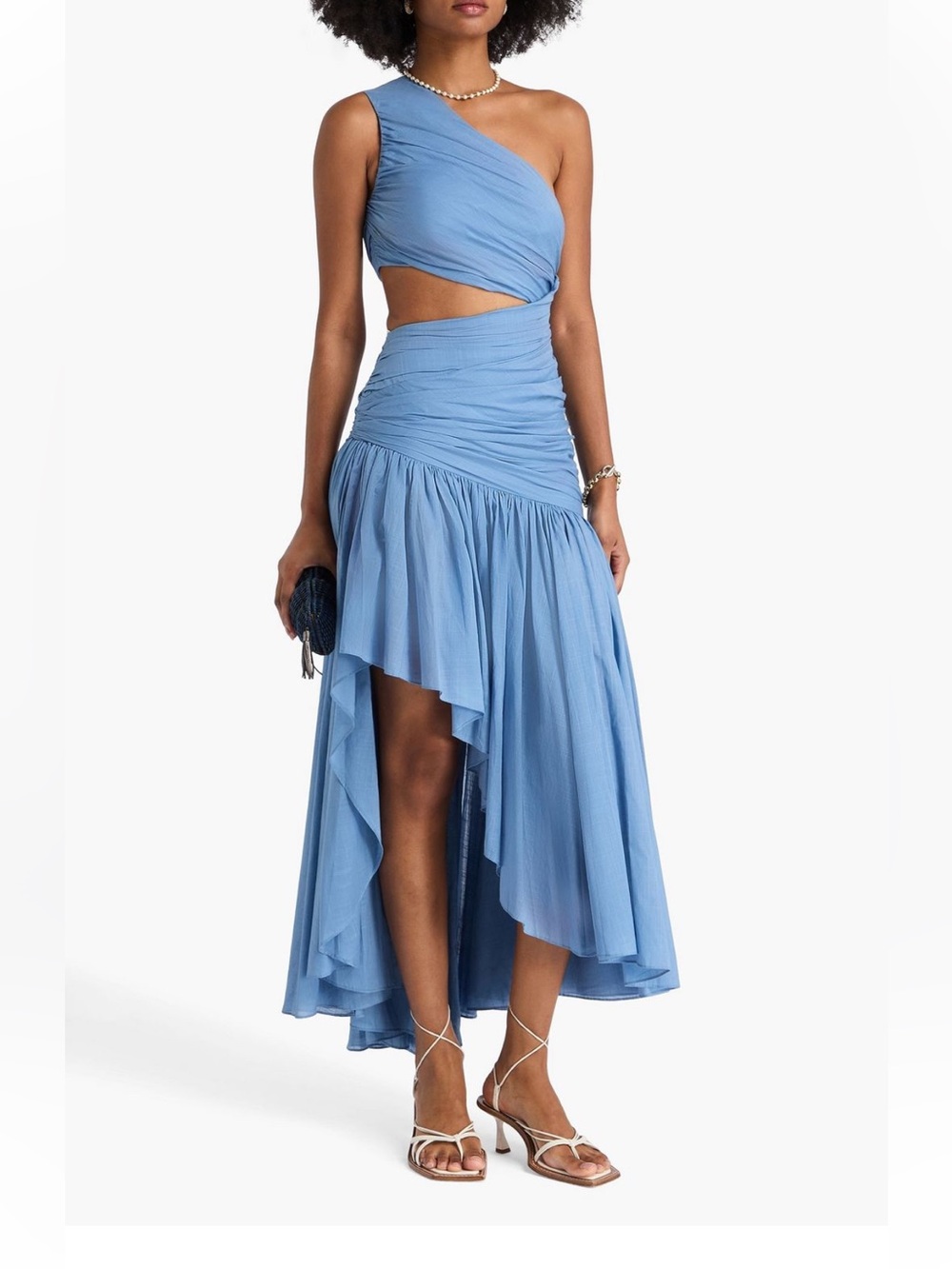 Zimmermann Sky Blue One-Shoulder Cutout Maxi Dress